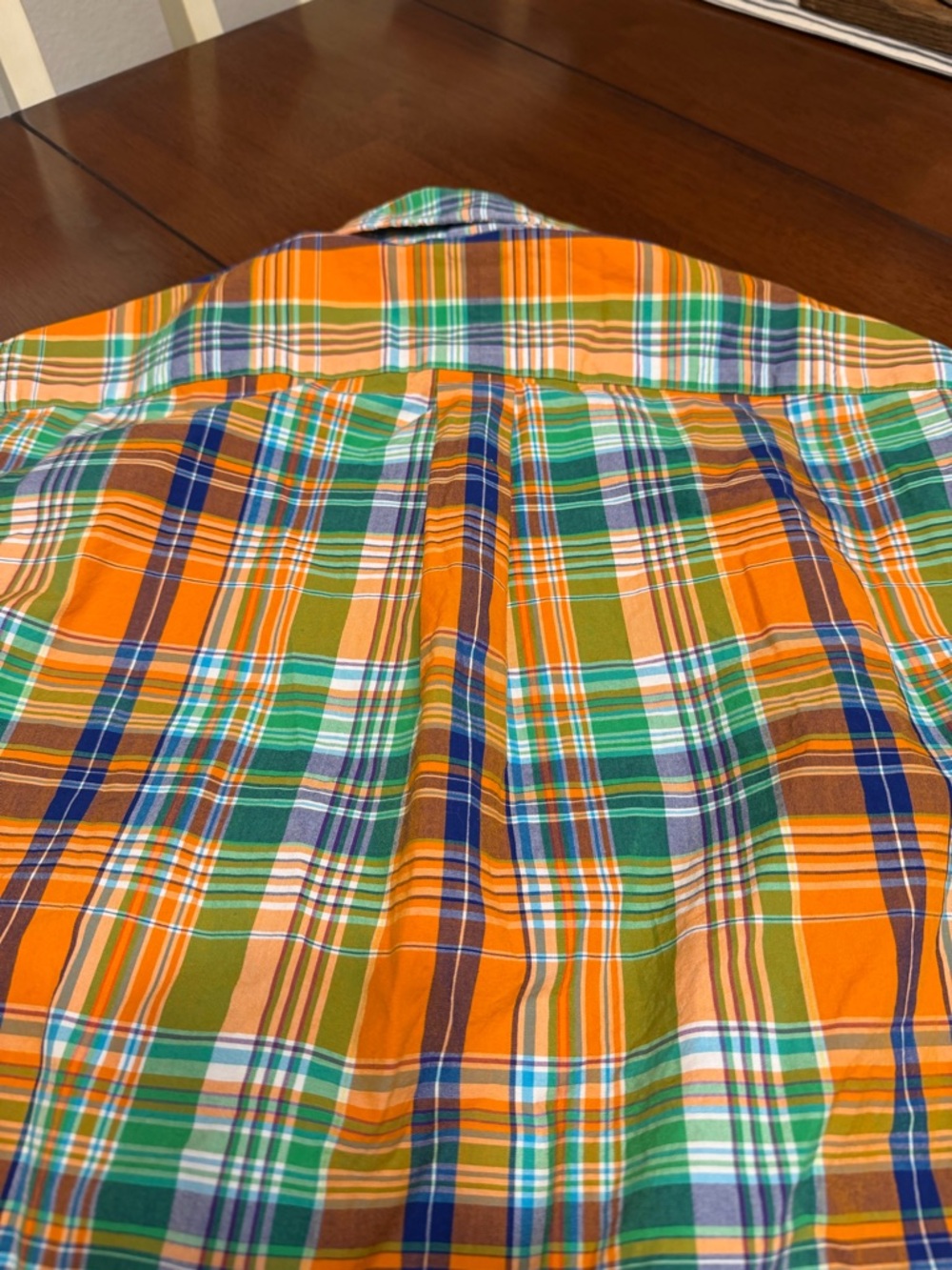 Ralph Lauren Oxford Shirt Mens Large Orange Plaid Long Sleeve Pony Cotton Preppy - Picture 9 of 9